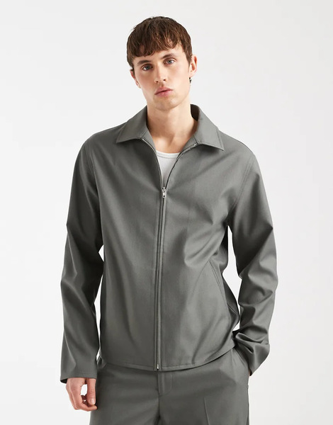  Asos Design Smart Co Ord Harrington Jacket In Light Khaki Green 