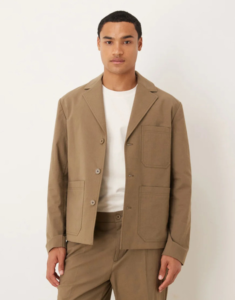  Asos Design Smart Co Ord Shacket In Khaki Green 