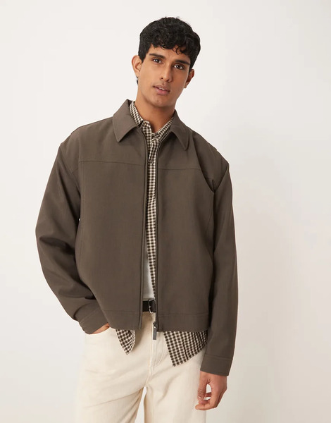 Asos Design Smart Harrington Jacket In Grey 