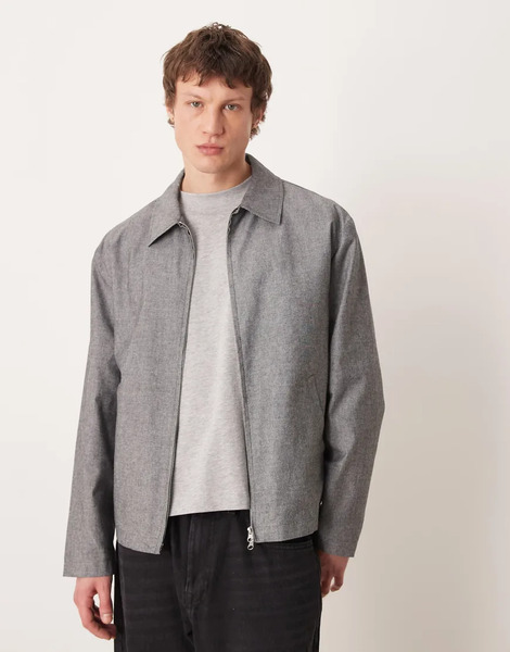  Asos Design Smart Harrington Jacket In Grey 