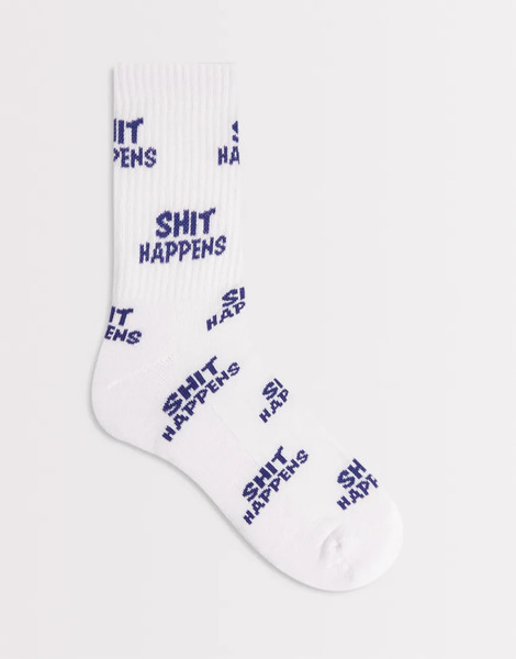  Asos Design Socks With Swear Word Graphic In White 