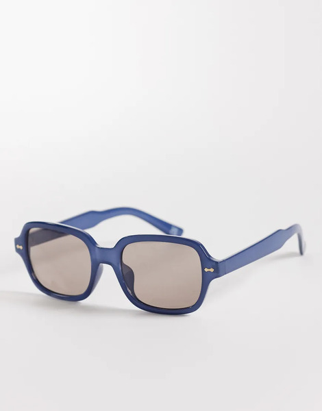  Asos Design Square Frame Sunglasses In Blue 