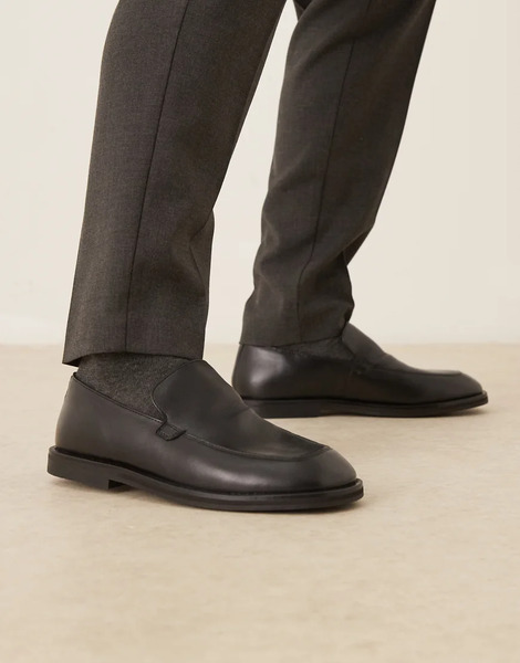  Asos Design Square Toe Loafers In Black 