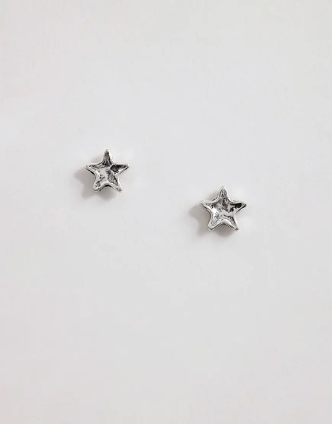  Asos Design Star Stud Earrings In Silver 