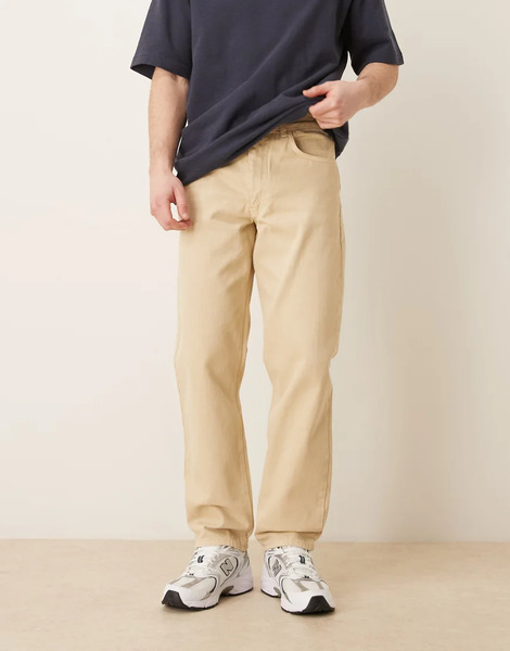  Asos Design Straight Jeans In Ecru Neutral 