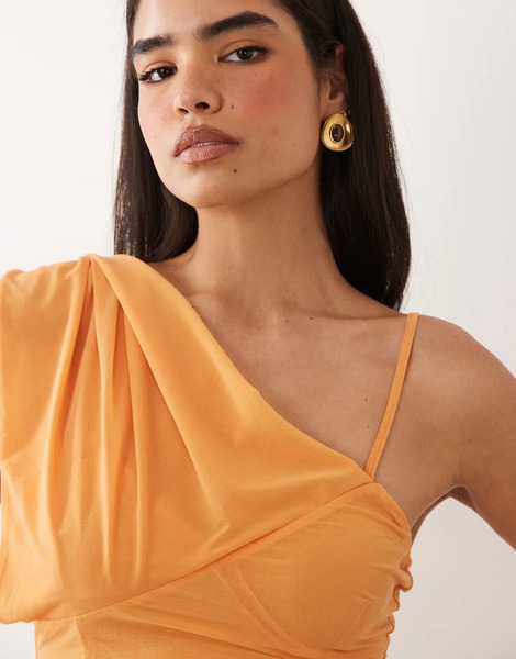  Asos Design Stretch Chiffon Scarf Top In Orange 