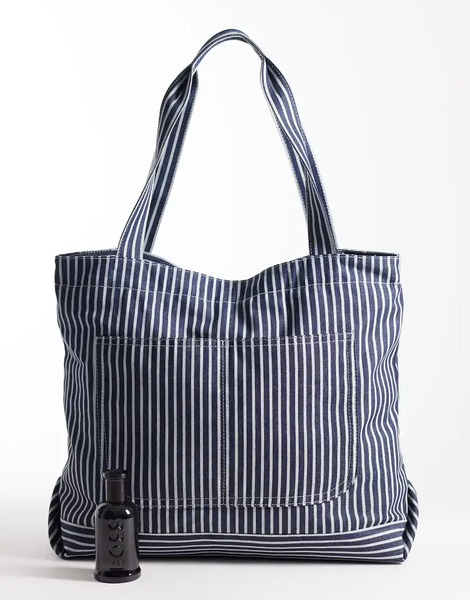  Asos Design Stripe Tote Bag In Blue 