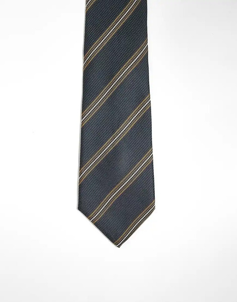 Asos Design Stripe Wide Tie In Grey 