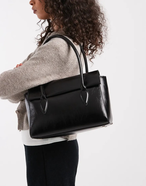  Asos Design Structured Shoulder Bag In Black 