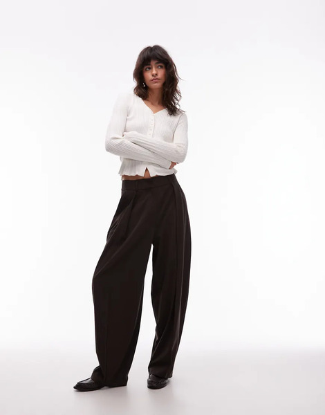  Asos Design Tailored Cocoon Trouser In Chocolate Brown 