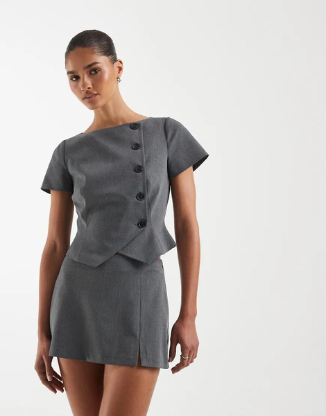  Asos Design Tailored Pelmet Mini Skort In Grey 