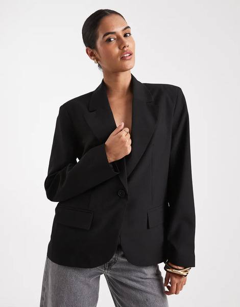  Asos Design Tailored Unlined Relaxed Blazer In Black 