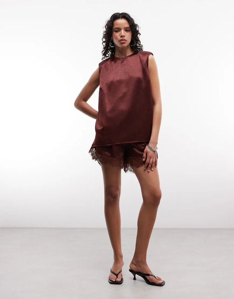  Asos Design Tailored Woven Oversized Tee In Brown Black 