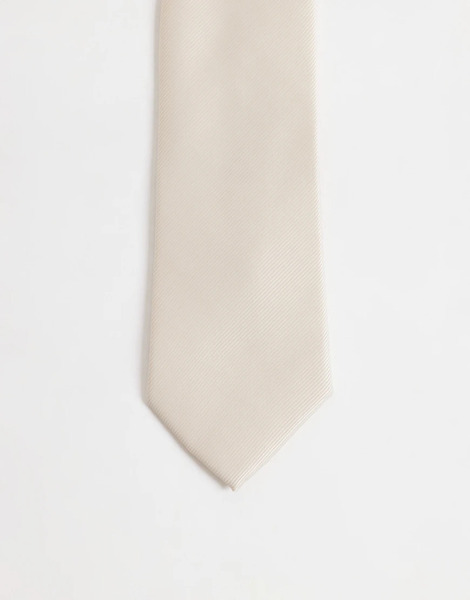  Asos Design Textured Satin Tie In Cream White 