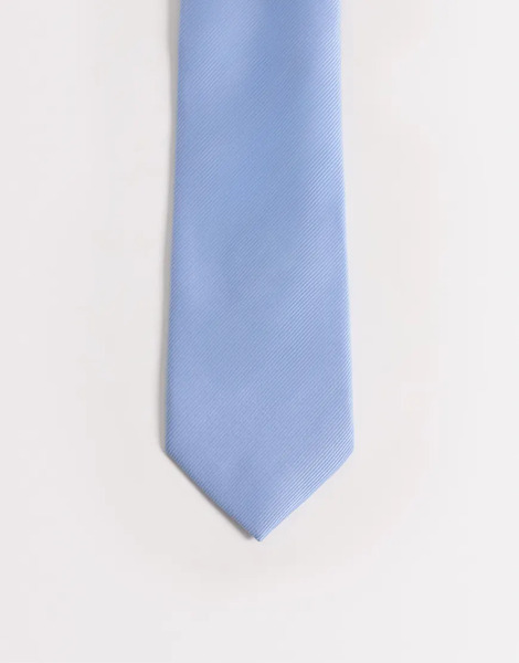  Asos Design Textured Satin Tie In Light Blue 