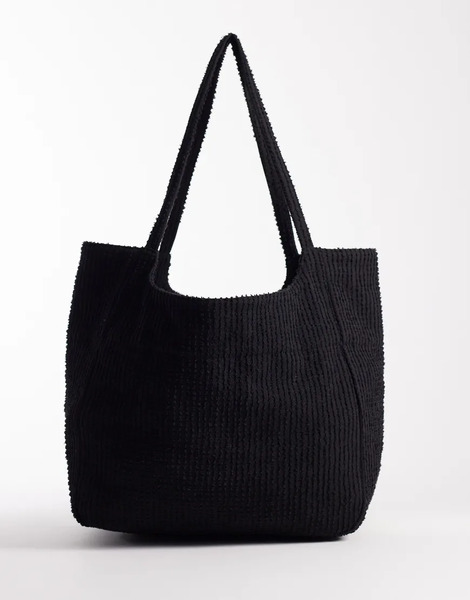  Asos Design Textured Tote Bag In Black 