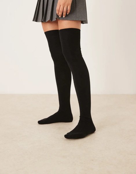  Asos Design Thigh High Socks In Black 