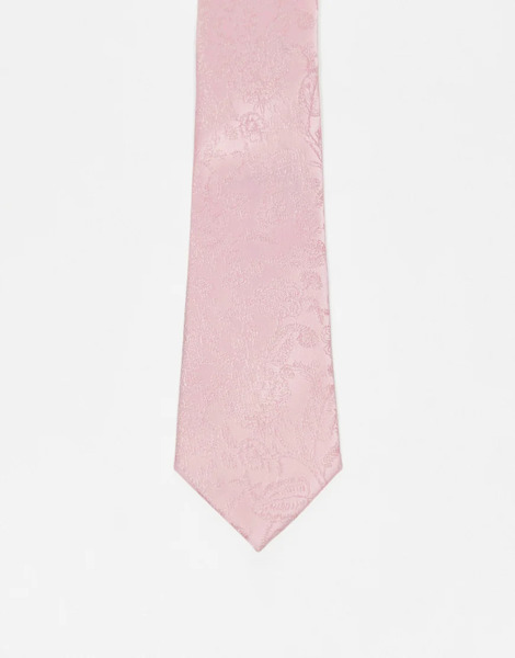  Asos Design Tie With Rose Design In Pink 