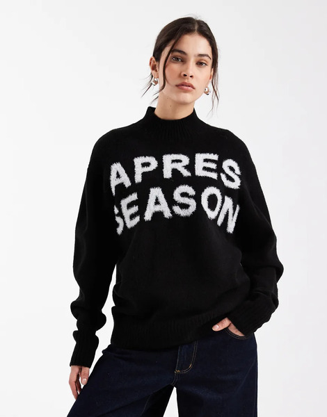  Asos Design Tinsel High Neck Jumper In Black 
