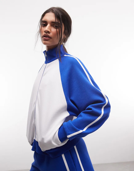  Asos Design Track Jacket In Blue Co Ord 