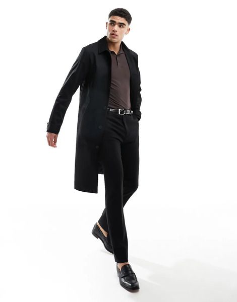  Asos Design Trench Coat In Black 