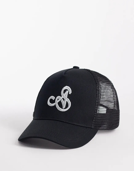  Asos Design Trucker Cap With Embroidery In Black 