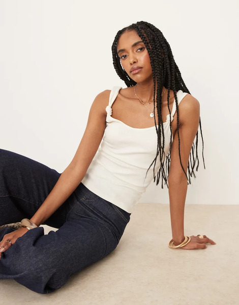  Asos Design Vest With Knot Strap Detail In White 