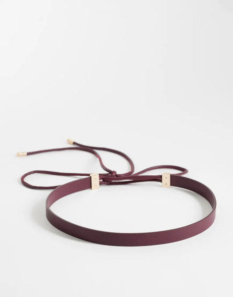  Asos Design Waist And Hip Loop Through Belt In Burgundy Red 