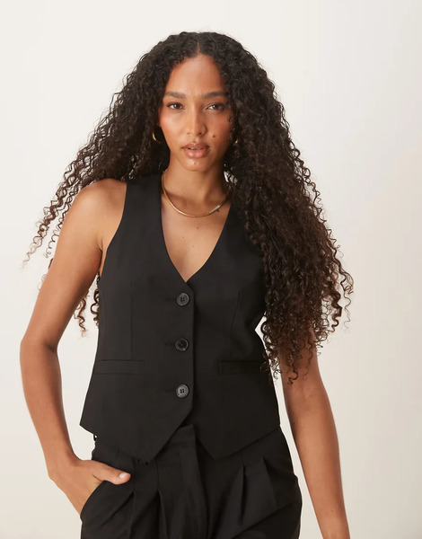  Asos Design Waistcoat In Black   Black 