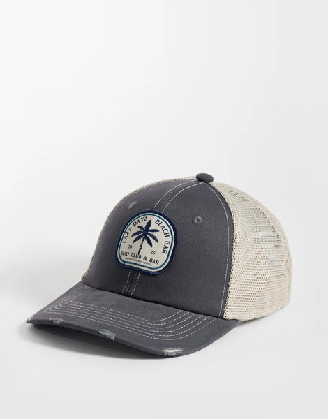  Asos Design Washed Trucker Cap In Blue 
