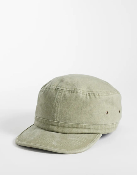  Asos Design Washed Utility Cap In Khaki Green 