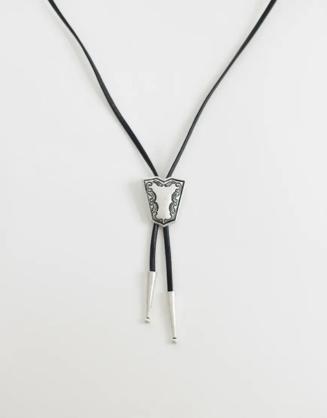  Asos Design Western Bolo Necklace In Silver 