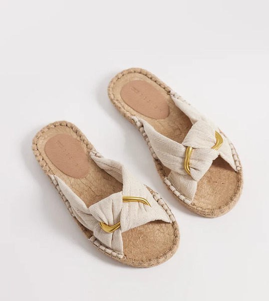  Asos Design Wide Fit Jade Knotted Espadrille Mules In Natural Neutral 