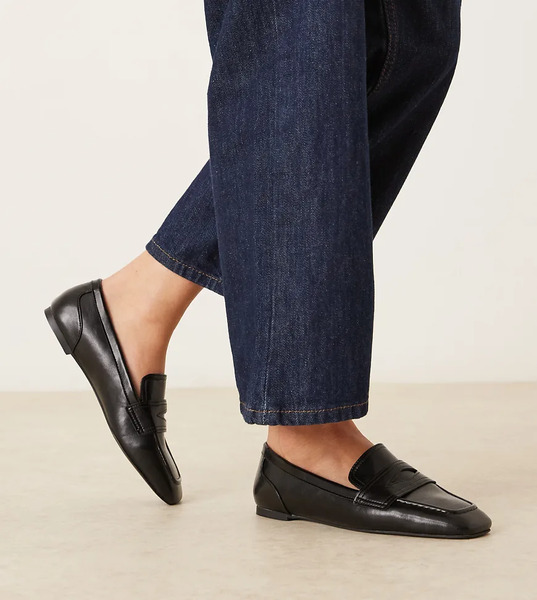  Asos Design Wide Fit Malta Loafers In Black 