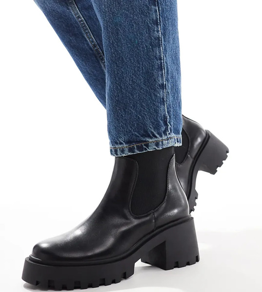  Asos Design Wide Fit Rowan Chunky Chelsea Boots In Black 