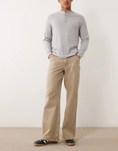  Asos Design Wide Flare Jeans In Brown Wash 