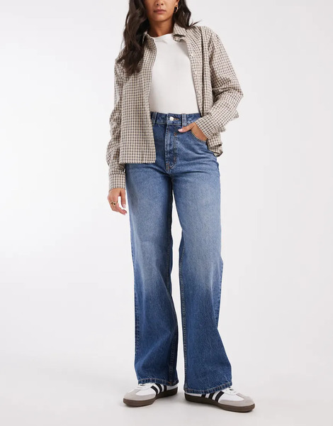  Asos Design Wide Leg Dad Jean In Mid Blue Circular Design Collection 