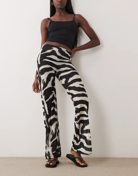  Asos Design Wide Leg Trouser In Zebra Print Multi 
