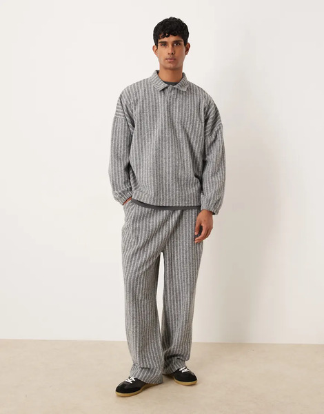  Asos Design Wide Leg Wool Look Jogger Co Ord In Grey 