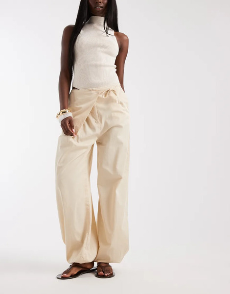  Asos Design Wrap Front Balloon Trouser Brown 