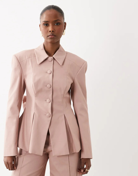  Asos Luxe Co Ord Structured Blazer With Bow Back In Pink 