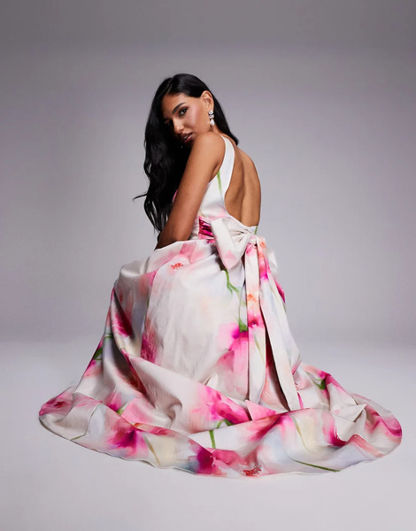  Asos Luxe Premium Maxi Dress In Oversized Floral Print Multi 
