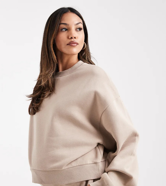  Asos Design Maternity Balloon Sleeve Sweatshirt In Mocha Taupe Brown 