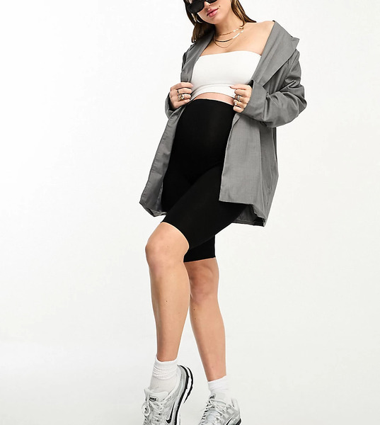  Asos Design Maternity Over The Bump Basic Legging Short In Black 