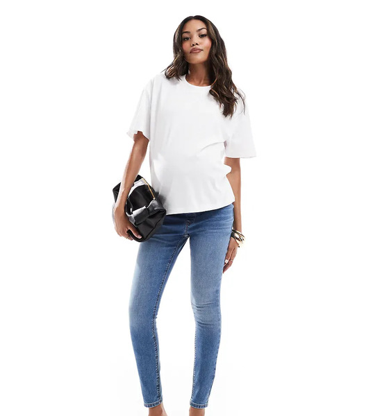  Asos Design Maternity Ultimate Skinny Jean In Mid Blue 