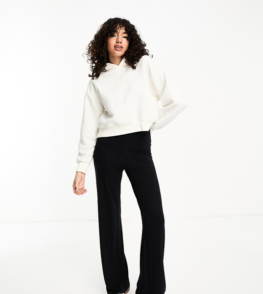  Asos Design Tall Basic Wide Leg Jersey Trouser In Black 