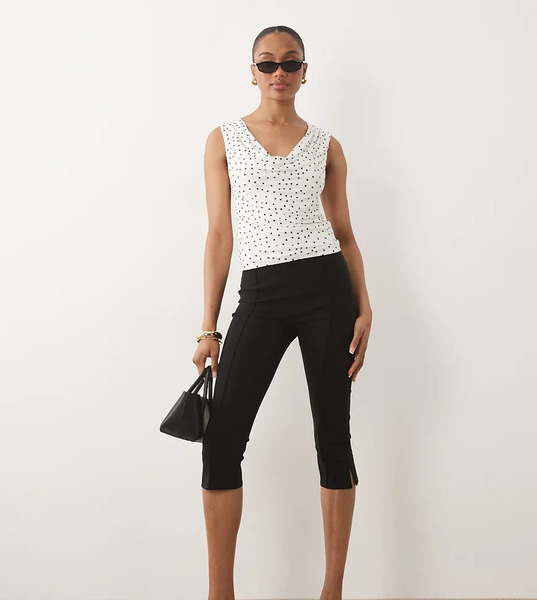  Asos Design Tall Bengaline Side Split Capri Pant In Black 