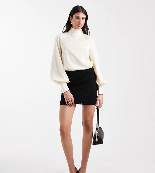  Asos Design Tall Lace Mini Skirt In Black 