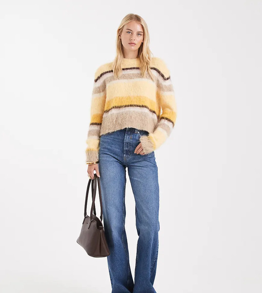 Asos Design Tall Wide Leg Dad Jean In Mid Blue Circular Design Collection 