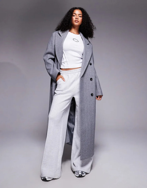  Weekend Collective Maxi Coat In Grey Wool Look 